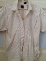 liz sport size large short sleeve blouse cream - $24.99