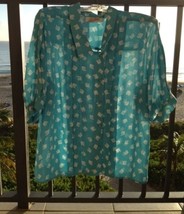 fresh, elegant woman&#39;s blouse by Josephine size 18 blue and white short ... - $24.99