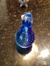 Decorative Glass Teadrops on Cobalt Blue Bottle With Stopper - $54.99