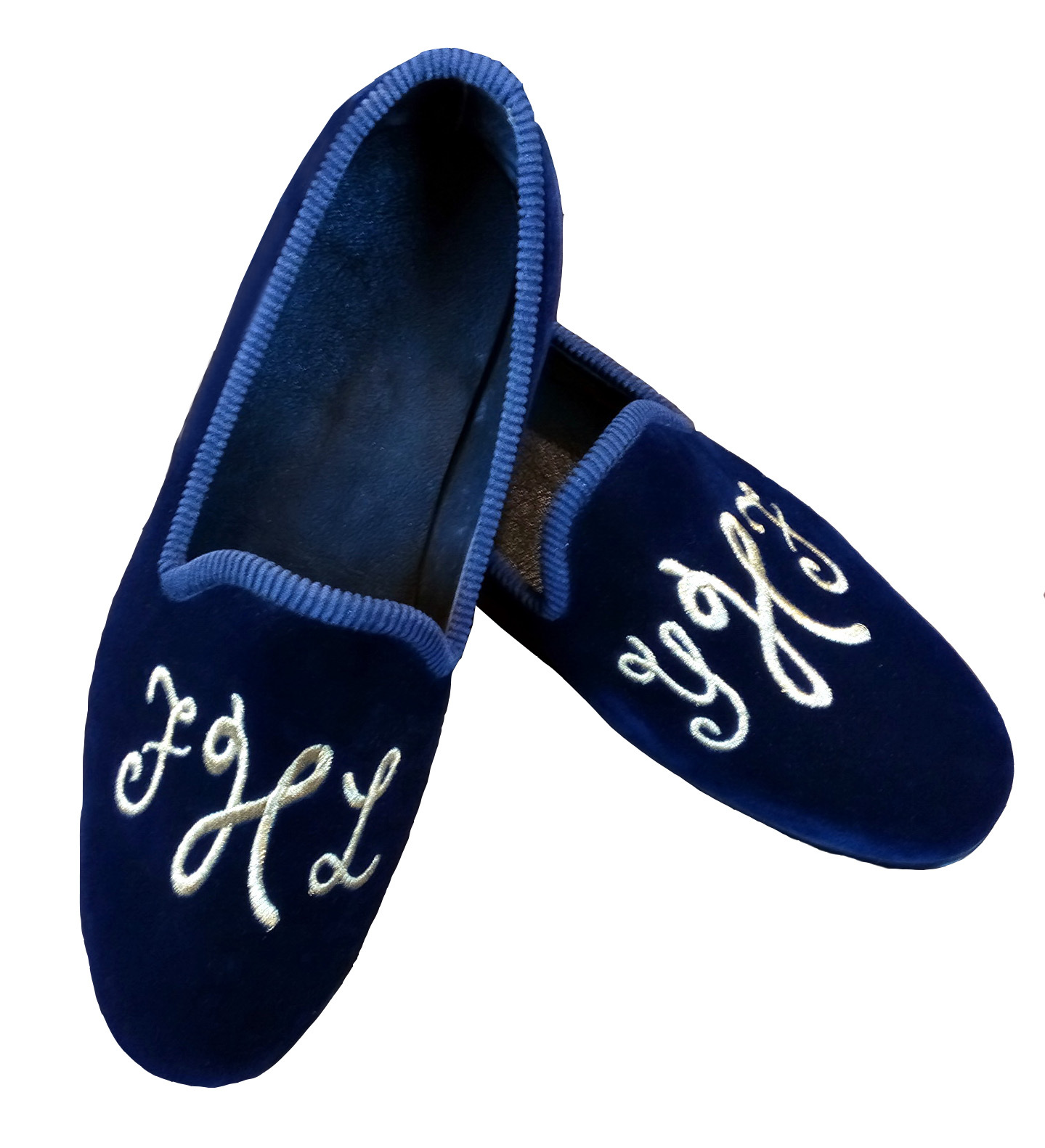 Handmade Men Custom Intitials Embroiered Velvet Loafer Slipper,Get your