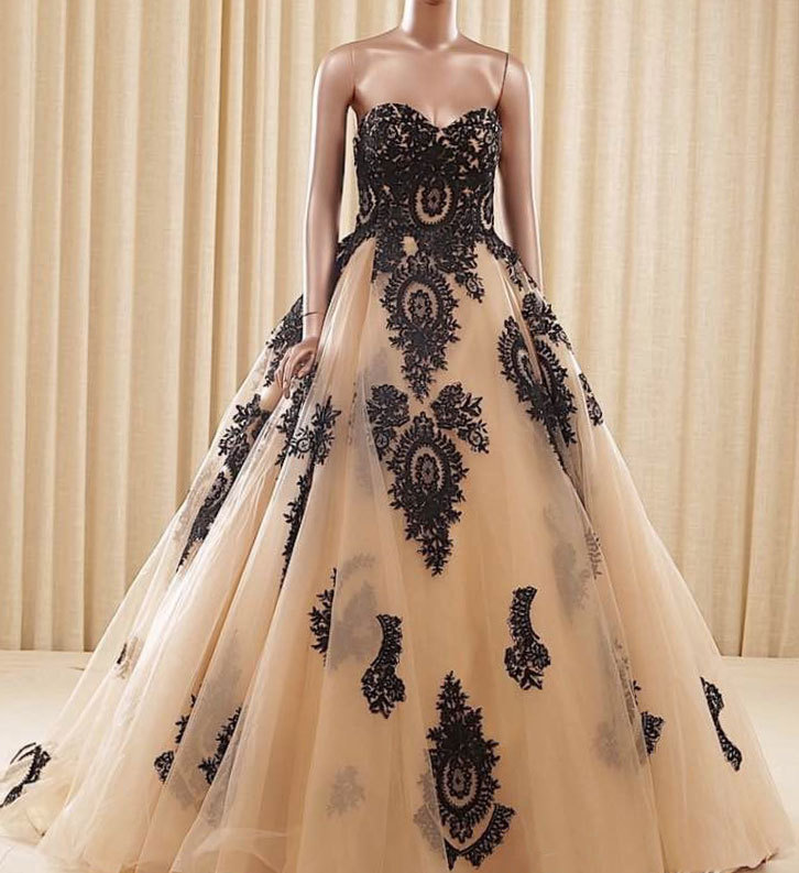 Rosyfancy Champagne Strapless Bridal Wedding Ball Gown
