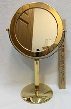 Mirror Counter Dresser Top 2 Sided (5X) Rotating Gold Tone Metal Thin Fo... - $38.60