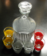 Ruhrglass Decanter Set Mid Century Houndstooth Pattern with Six Shot Gla... - $15.99