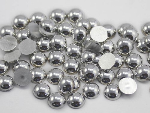 9mm Round Acrylic Silver Cabochons High Quality Pro Grade - 100 Pieces
