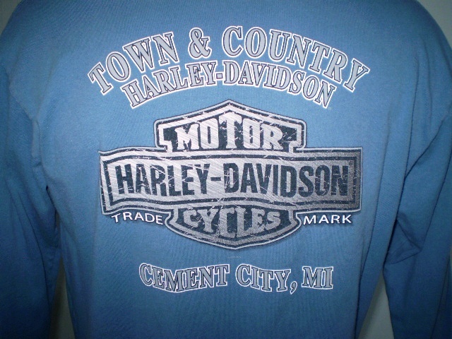 Harley-Davidson Blue Long Sleeve T-Shirt Large Cement City ...