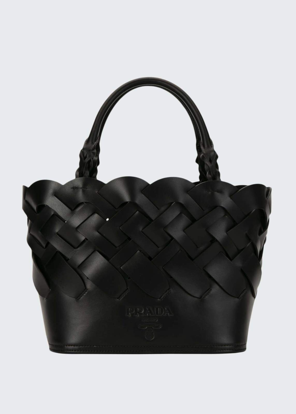 Prada Woven Leather Bucket Tote Bag - Handbags & Purses