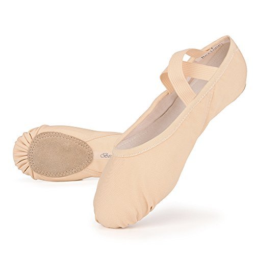 Bezioner Canvas Ballet Shoes Girls Ballet Slipper for Toddler Kids ...