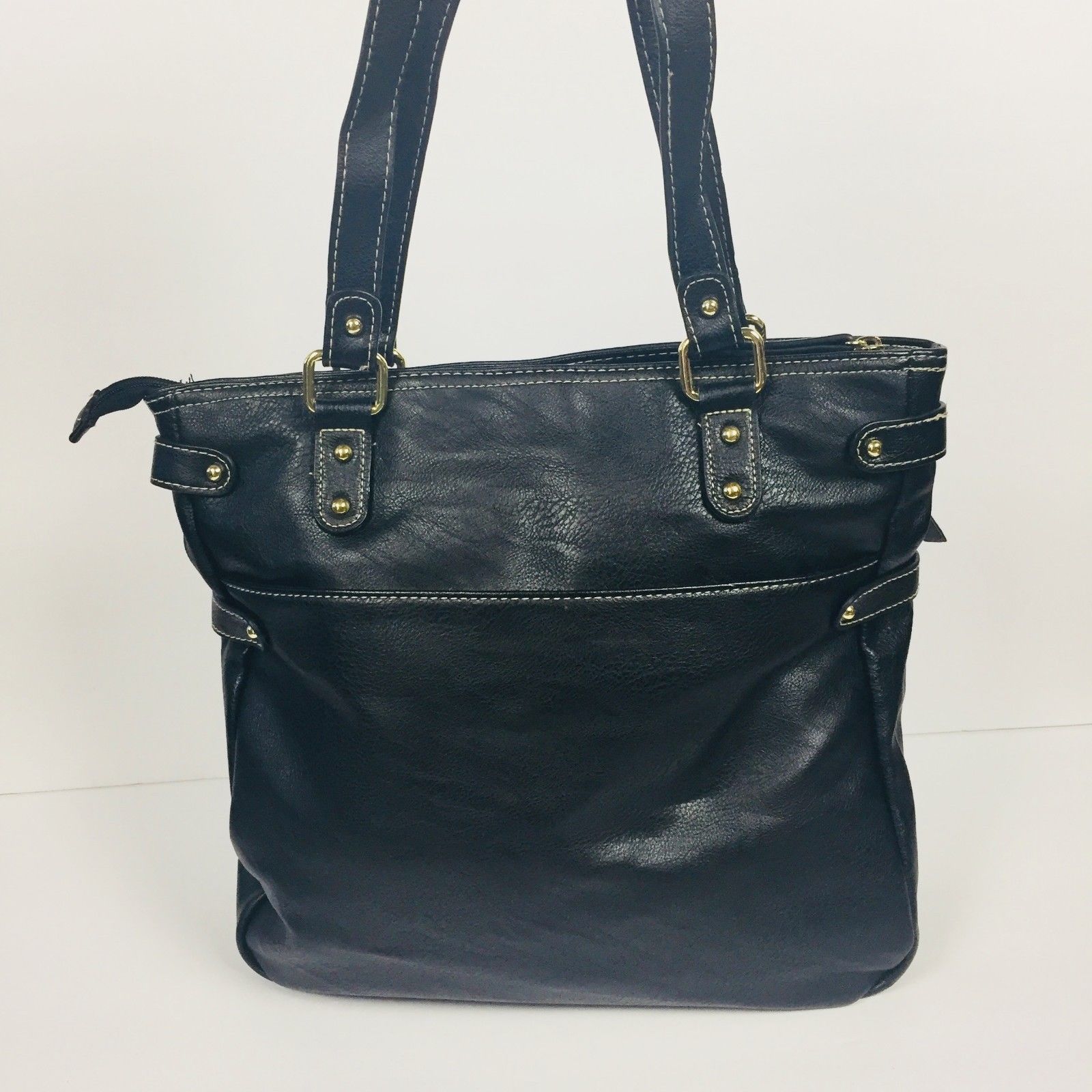 Style & Co Black Vegan Leather Handbag Shoulder Bag Everyday Casual ...