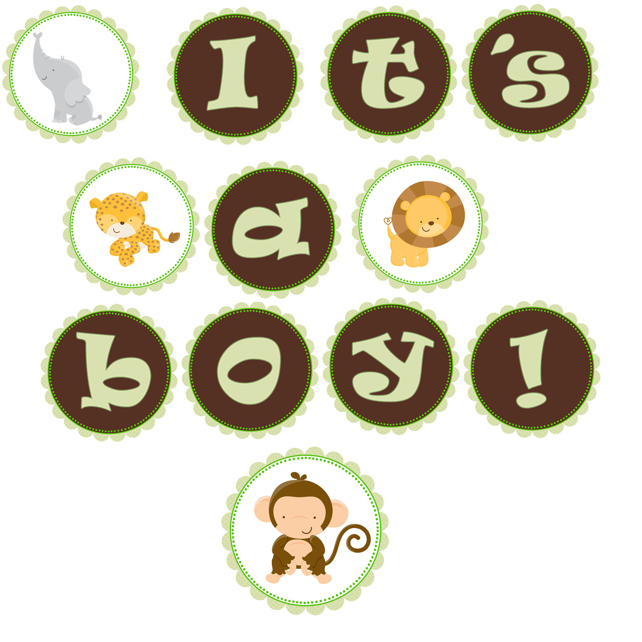 Printable Baby Boy Shower Its a Boy Banner Green Jungle - Also Happy ...