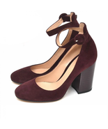 Gianvito Rossi Suede Round Toe Strap Pumps Purple 35 US5 lady party date... - $264.32