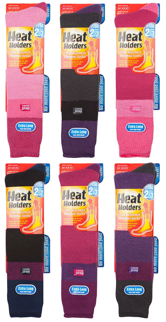 Heat Holders - Womens Winter Warm Extra Long Thick Striped Thermal Ski Socks