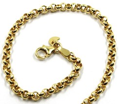 9K YELLOW GOLD BRACELET ROLO CIRCLE LINKS 3.5 MM THICKNESS, 8.3 INCHES, 21 CM image 1