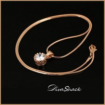 Austrian Crown Diamond Cubic Zirconia Pendant 18k Rose Gold Fill Chain Necklace