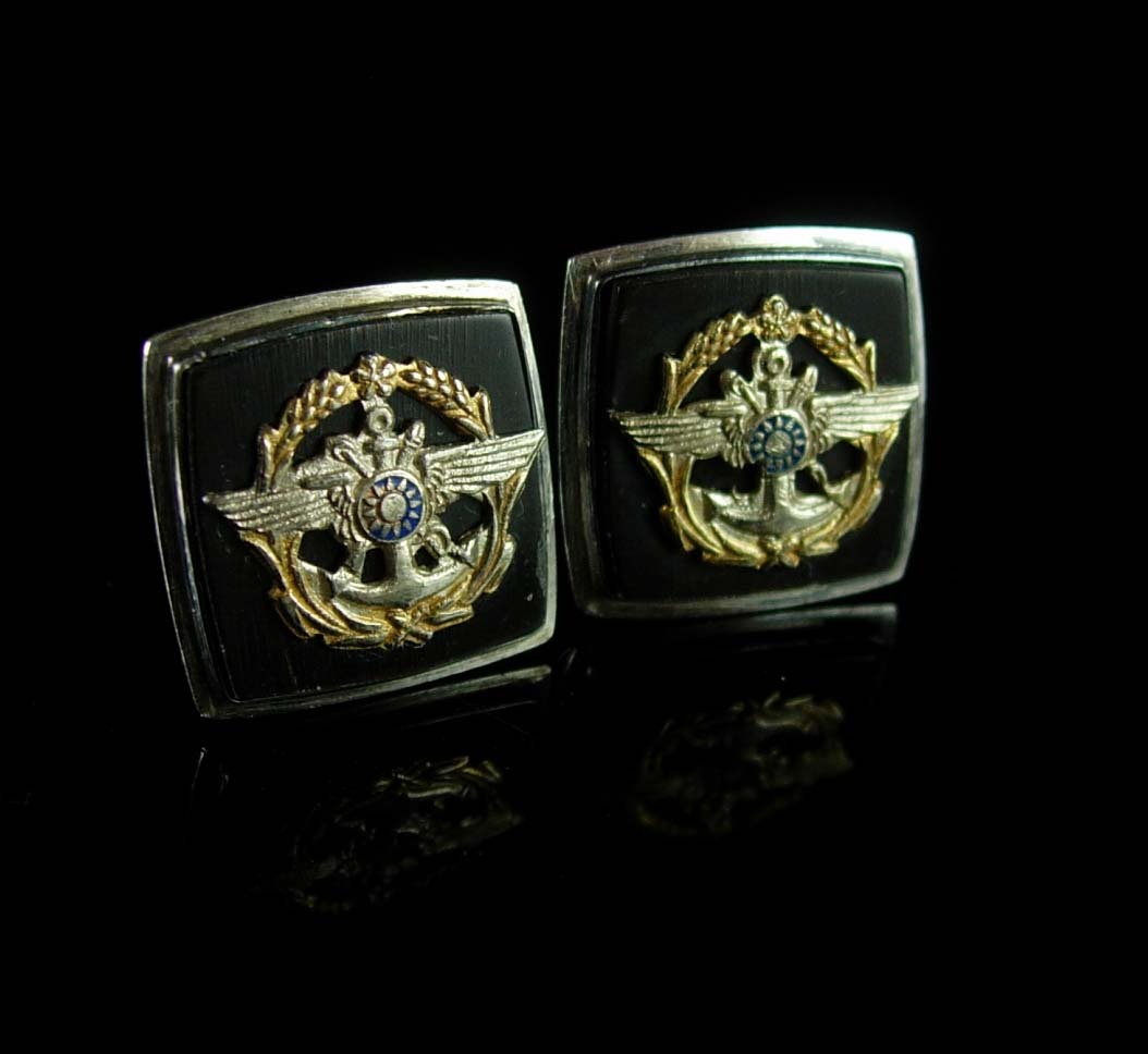 Sterling navy Cuff links vintage silver hallmarked Cufflinks military officer in Cufflinks