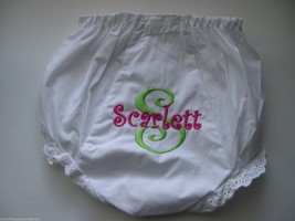 Personalized White Diaper Cover Bloomers Choose Colors Name Initials Sz ... - $11.99