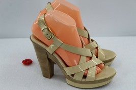 SOFFT  Womens Beige Patent Leather 4" Heel Platform Sling Back Sandal 8.5 M - $29.69