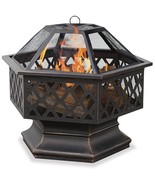 Outdoor Wood Burning Fire Pit Fireplace Patio Deck Heating Steel Unique ... - $189.00