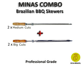 Professional Grade Big Cuts Set of 6 Brazilian Skewers for BBQ 28" 