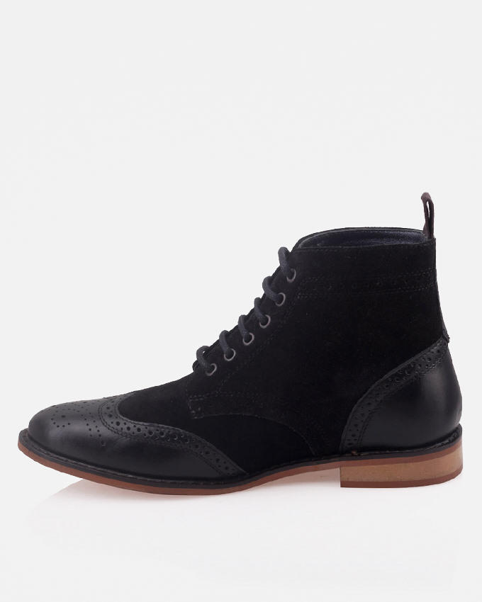 Handmade mens black boots, Men black ankle-high leather and suede boots ...