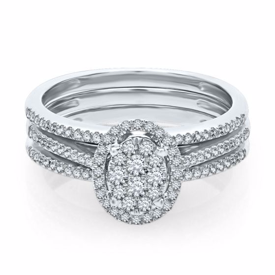 0.50 CTTW SIMULATED DIAMOND ENGAGEMENT WEDDING TRIO RING SET 14K GOLD