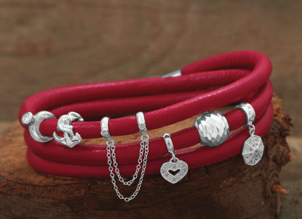 Story Bead Triple Wrap Italian Leather Charm Bracelet with