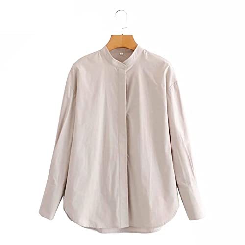 Simply Solid Color Stand Collar Casual Smock Blouse Office Lady Retro Single Bre