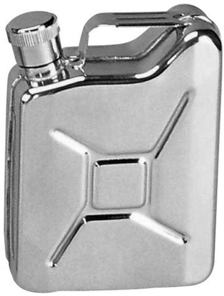 Stainless Steel Mini Jerry Gas Can Flask Liquid Fluid 6 oz. Flasks