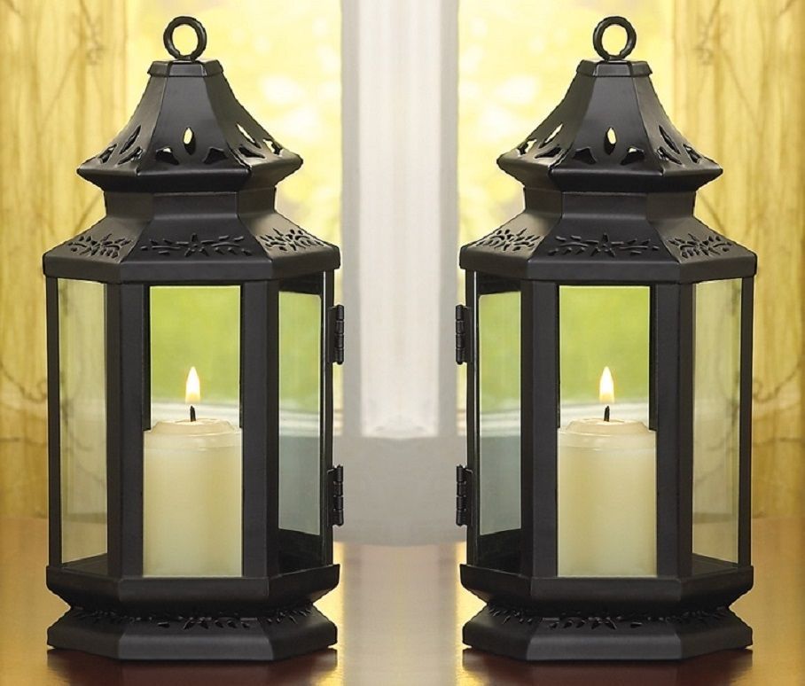 Black Wedding Candle Lantern 8&quot; tall (Set of and 36