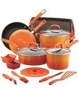 Nonstick Cookware Bakeware Set Orange Large Pots And Pans Baking Pan Kit... - $169.99