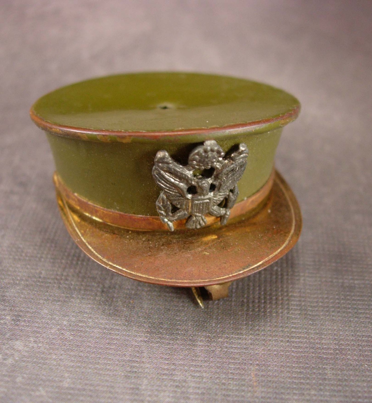 Enamel Military Hat locket BRooch Sweetheart Vintage pin officers cap