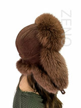 Finn Fox Fur Hat With Suede Trapper Saga Furs Ushanka Aviator Hat Brown Fur Hat image 2