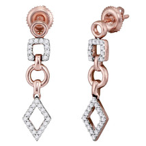 14kt Rose Gold Womens Round Diamond Geometric Dangle Earrings 1/3 Cttw - $598.00