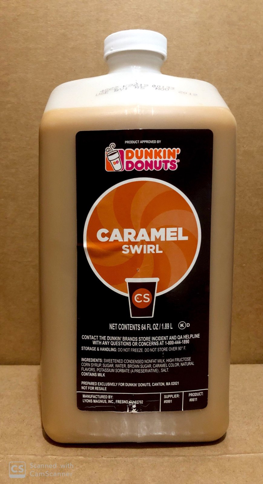 Dunkin Donuts Caramel Swirl Syrup 64oz Jug With No Pump Honey, Syrup