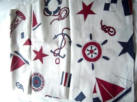 Vintage Nautical Sailboat Red White and Blue KLopman Fabric New - $14.99