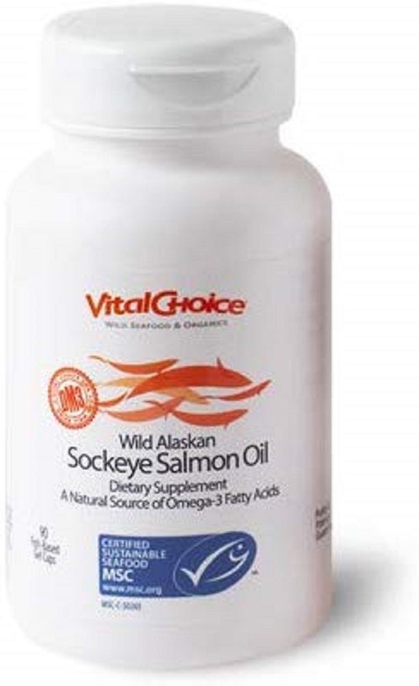Vital Choice Wild Alaskan Sockeye Salmon Oil, Omega-3, 1000mg, 90-Count