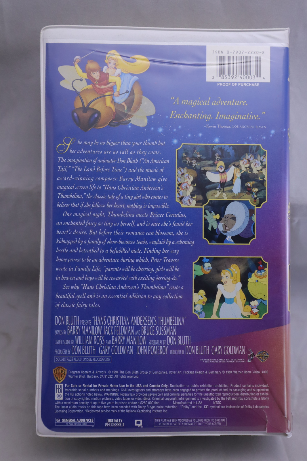 Hans Christian Andersen’s Thumbelina 1994 WB Entertainment Clamshell ...