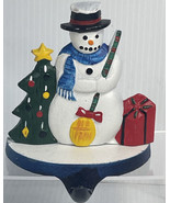 LVC Cast Iron Frosty The Snow Man Mantel Hook Stocking Holder Hanger - $18.76