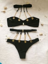 Bandage Bikini GOLD Chain Halter Swimsuit Women Sexy Swimwear Bandeau Bi... - $26.99