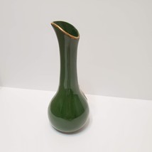F&M Artware Vase, Green with 22K Gold Trim, Handmade Ceramic Bud Vase, 8" image 4