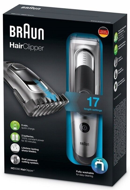 Braun HC5090 Hair Cut Trimmer Clipper Stand 17 Length Dual Battery ...