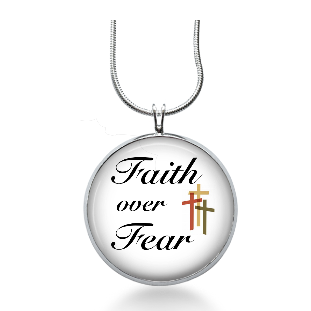 Faith Over Fear Necklace Quote Pendant Jewelry Gift for Her
