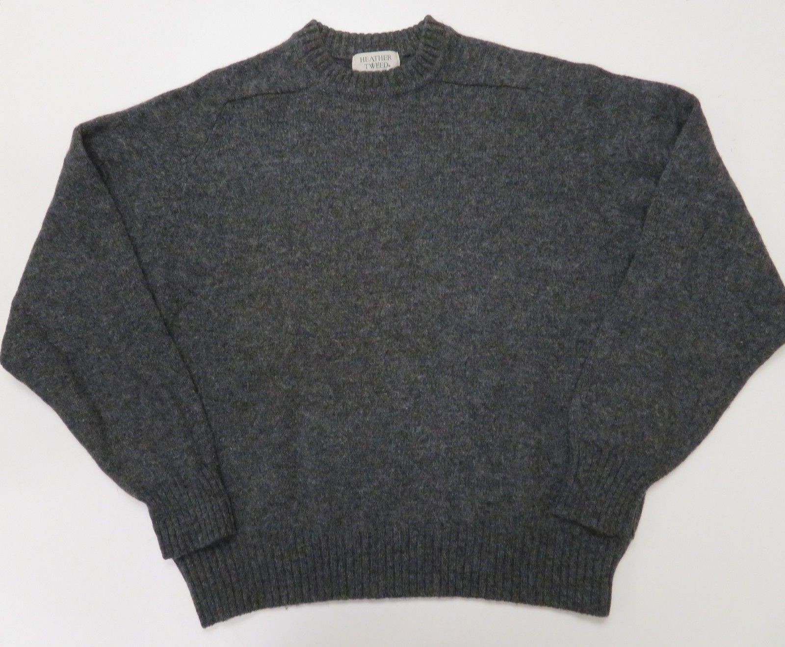 Heather Tweed Mens XL Gray Sweater 100% Shetland Wool Crew Neck ...