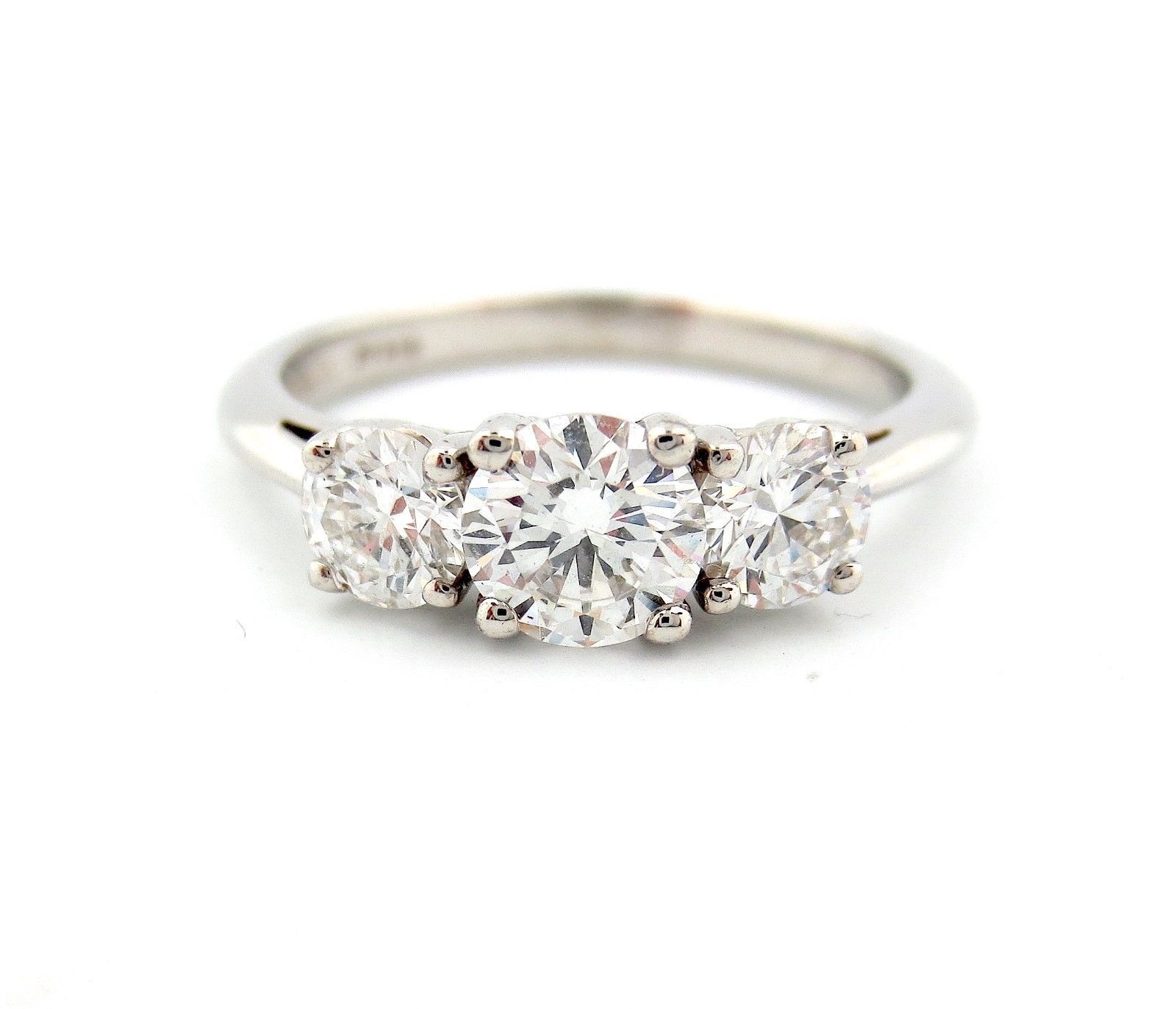 Tiffany & Co Platinum Three 3Stone Diamond Engagement Ring 1.00CT F