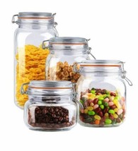 Home Basics NEW Clear Glass 4PC 4 Piece Decorative Cookie Candy Jar Set-... - $43.06