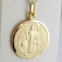 SOLID 18K YELLOW GOLD ST SAINT BENEDICT PROTECTION MEDAL CROSS, MADE IN ITALY  image 1