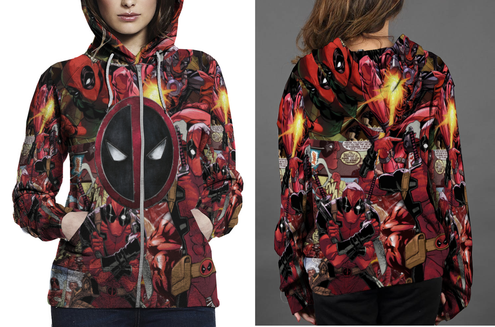 deadpool zipper hoodie