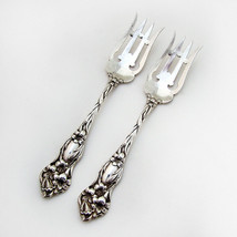 Lily Pastry Forks Pair Watson Sterling Silver 1902 Mono - $283.26