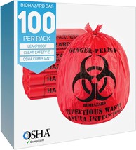 Biohazard Waste Bags 10-Gallon 24x24 Red Hazardous Trash No - $18.56+