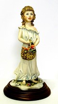 Capodimonte Figurine Of Singing Girl Holding A Basket of  Vegetables - $165.94