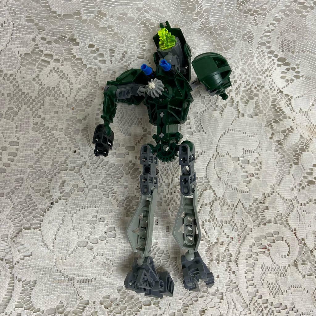 Vintage, Rare, Lego, Bionicle Green -Gray Action Figure 8in x 4in